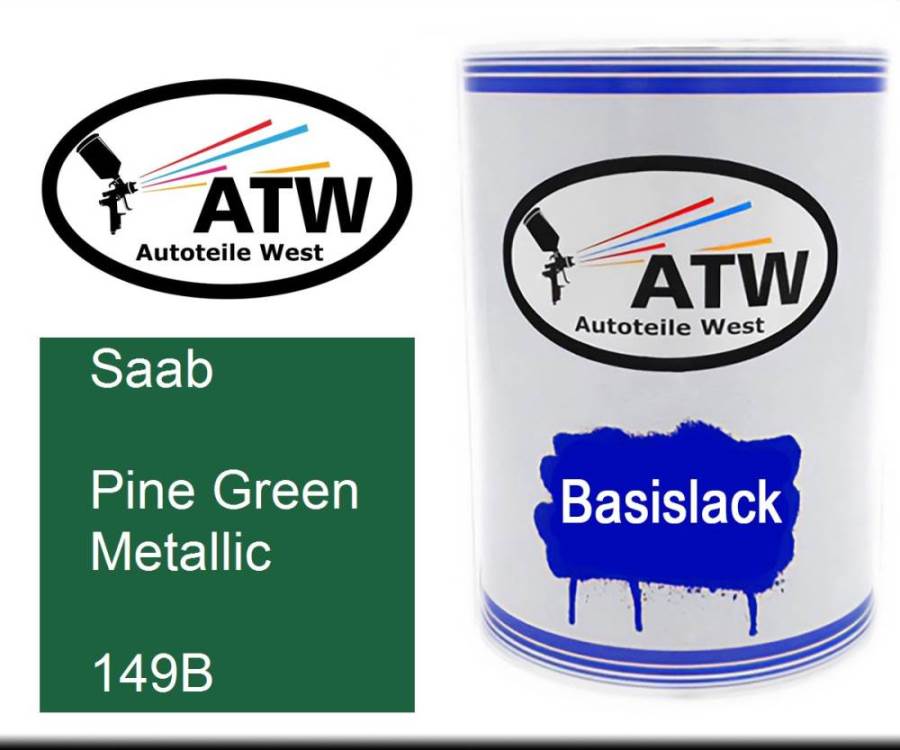 Saab, Pine Green Metallic, 149B: 500ml Lackdose, von ATW Autoteile West.
